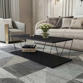 Разопакован: Холна маса Kalune Design 854KLN2810, 120х50 см, 2 нива, Меламиново покритие/метал, Черен
