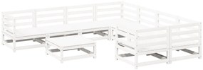 3299366 vidaXL Градински комплект диван от 9 части, бял, масивно дърво бор
