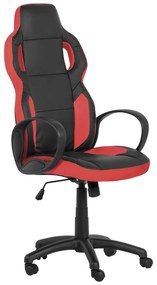 Геймърски стол Carmen 7510, До 130 кг, Еко кожа, Регулиране на люлеенето, Полипропиленови колелца, Черен/червен