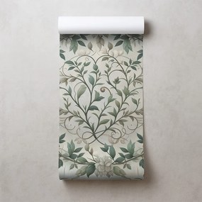 Тапет – Елегантни зелени листа с цветя