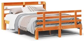 3306872 vidaXL Рамка за легло с табла, восъчнокафяв, 150x200 см, бор масив