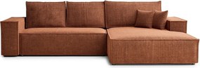 Шенилов сгъваем/с място за съхранение ъглов диван в меден цвят (десен ъгъл) Maze – Maison de Rêve