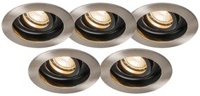 Комплект от 5 модерни вградени прожектора стомана - Rondoo
