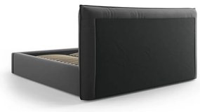 Тъмносиво двойно тапицирано легло с място за съхранение с включена подматрачна рамка 140x200 cm Elio – Milo Casa