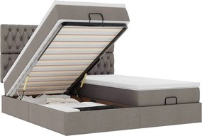 3314559 vidaXL Османска легло с матраци и LED, таупе, 160x200 см, плат