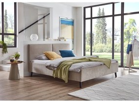 Бежово двойно легло 160x200 cm тапицирано с включена подматрачна рамка Piano – Meise Möbel