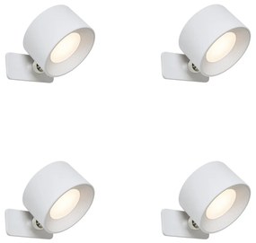Комплект от 4 модерни стенни и таванни осветителни тела бели, включително LED акумулаторни - Bright