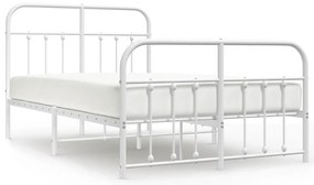 352642 vidaXL Метална рамка за легло с горна и долна табла, бяла, 120x190 см