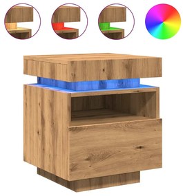 857661 vidaXL Нощни шкафчета с LED осветление 2 бр. дъб Artisan 40x39x48,5 cm