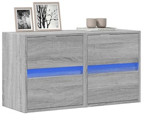 852282 vidaXL Стенни ТВ шкафове с LED лампи, 2 бр, сив сонома, 41x31x45 см