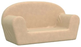 356989 vidaXL 2-местен детски диван, кремав, мек плюш