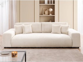 Кремав разтегателен диван с място за съхранение от рипсено кадифе 260 cm Justin – Ropez