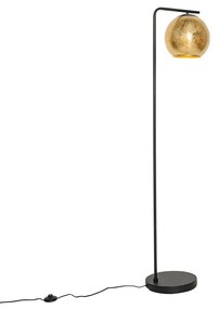 Дизайнерски подов аплик черен със златно стъкло - Bert