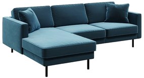 Ъглов диван от синьо кадифе , ляв ъгъл Kobo - MESONICA