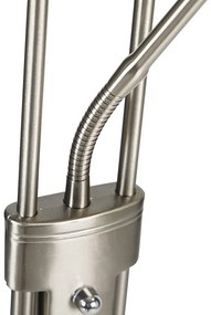 Подова лампа стомана с лампа за четене с димируема LED в Келвин - Diva