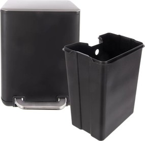 Черно кошче за боклук с педал от неръждаема стомана 6 l Black – Orion