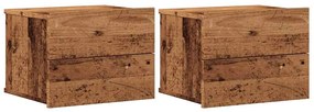 855945 vidaXL Стенни нощни шкафчета 2 бр. старо дърво 40x32x30 cm