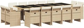 3210694 vidaXL Градински комплект с възглавници 15 части бежов полиратан