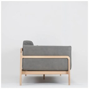 Тъмно сив диван от биволска кожа с масивна дъбова конструкция , 240 см Fawn - Gazzda