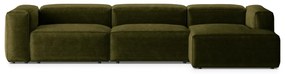 Зелен ъглов диван от рипсено кадифе (десен ъгъл) Bergano – Cosmopolitan Design