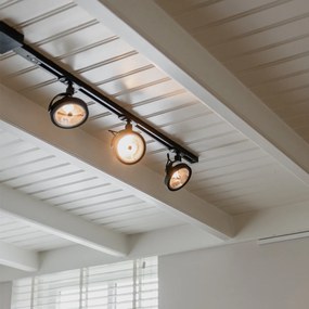 Релсова система с 3 прожектора черна 1-фазен - Go