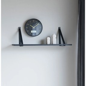 Черен дървен рафт с кожени дръжки , 80 x 20 cm Forno - House Nordic