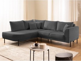 Тъмносив шенилов ъглов диван (ляв ъгъл/L форма) Mauris – Ropez
