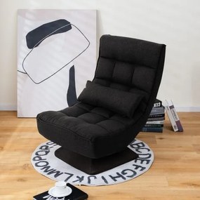 Въртящ се на 360° стол с възглавница - Черен