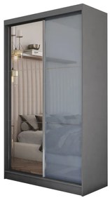Гардероб с плъзгащи врати KUREZ  с огледало, 160x216x61, сив