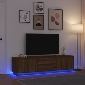 3328441 vidaXL ТВ шкаф с LED осветление, кафяв дъб, 193,5x41x50 см