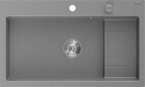 Mexen Omar кухненска мивка от гранит с 1 отделение 800 x 480 mm, сив, сифон хром - 6520801005-71