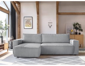 Светлосив велурен разтегателен диван Nihad - Bobochic Paris