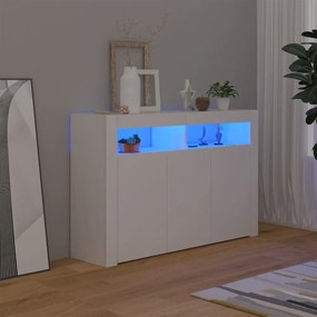 Sonata H Сайдборд с LED светлини, бял, 80x35x75 см