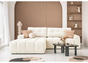 Кремав разтегателен модулен ъглов диван с място за съхранение (ляв ъгъл) Lulu – Miuform