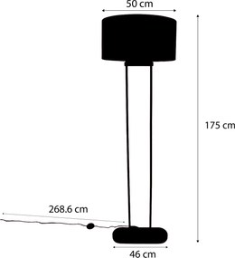 Vloerlamp messing met ovale kap blad design en gouden binnenkant 50cm - Thijmen