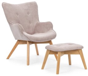 Светлорозов фотьойл с табуретка от рипсено кадифе Niko – Ropez
