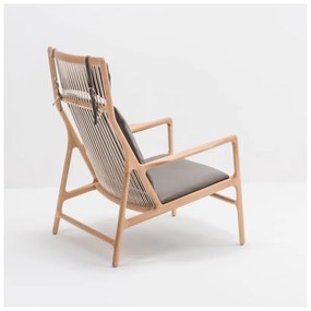 Фотьойл с масивна дъбова конструкция и седалка от сива биволска кожа Dedo - Gazzda