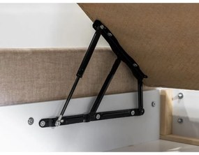 Бежово тапицирано двойно легло с решетка и място за съхранение 180x200 cm Jade - Bobochic Paris