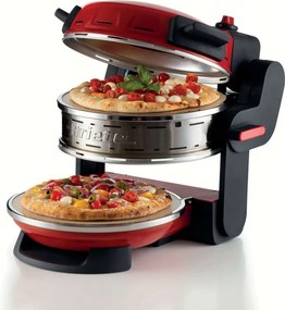 Двойна фурна за пица Ariete PIZZERIA 0927/00, 2300W, 32 см, 2 термостата до 400C, 5 нива, 2 каменни плочи, Незалепващо покритие, Червен