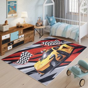 Детски килим с мотив на състезателен автомобил Ширина: 120 см | Дължина: 170 см