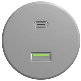 Kliklap - Ретро USB гнездо A+C без рамка, сиво