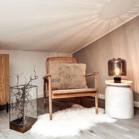 Дизайнерска настолна лампа черна с опушено стъкло - Qara