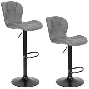 Регулируем на височина въртящ се бар стол с облегалка Черен