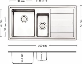 Leks MEGA 100.2 R/L TI Кухненска мивка за вграждане