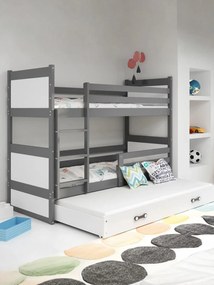 Двуетажно легло Riccon II-Γραφίτης - White-200 x 90