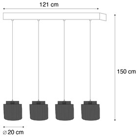 Japandi висяща лампа черна с кафяво въже 4 светлини - Smilla