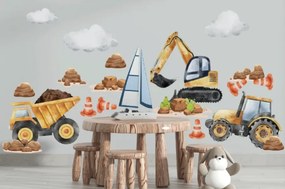 Комплект стикери за стена за момче - превозни средства и строителни машини Šírka: 100 cm | Dĺžka: 200 cm