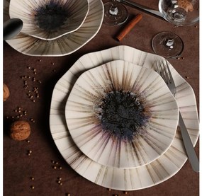 Комплект за хранене, 24 части, кафяв/порцелан