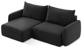 Черен разтегателен ъглов диван с място за съхранение (ляв ъгъл) Kalena – Makamii