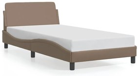 373142 vidaXL Рамка за легло с табла, капучино, 100x200 см, изкуствена кожа